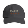 Vintage broderad keps med Paris Tennis 3-logga, låg profil och avslappnad stil
