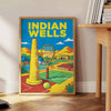Póster de Indian Wells Tennis con un diseño vibrante en verde y gris. Disponible en tamaños de 50x70 o 30x40, ideal para aman