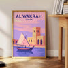 Brown and gray stylized Al Wakrah, Qatar coastal cityscape poster