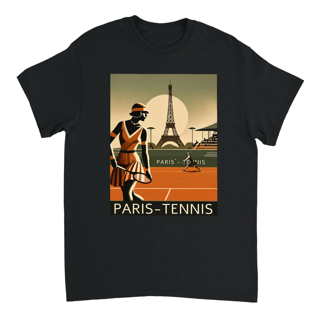 パリのテニスをテーマにしたおしゃれなTシャツ。テニス愛好者にぴったりのデザインで、スタイルを引き立てます。サイズはSからXXLまで選べます。