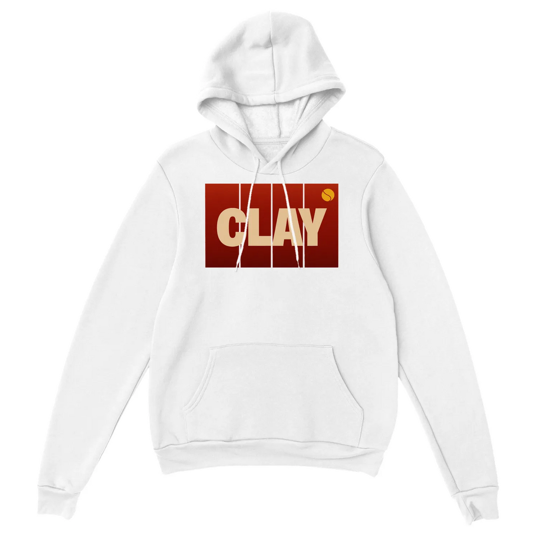 Clay Tennis Sport Hoodie un sweat capuche épais confort style 50 % coton polyester doux toucher grâce filature jet air boulochage une doublée poche ventrale coupe unisexe parfait tous vôtre