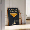 Affiche exclusive thème cocktail Pornstar Martini parfaite intérieur élégants tons noir gris formats 50x70 30x40 pièce unique cadre passionnés mixologie