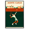 Póster de ténis Monte-Carlo Monaco, design cativante em preto e laranja, disponível em 50x70 ou 30x40 cm, ideal para amantes