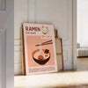 charming Ramen Maneki Neko kitchen poster brown gray hues culinary space sizes perfect addition decor versatile fit