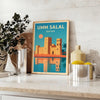 Poster of Umm Salal Qatar architecture in minimalist green and brown tones
