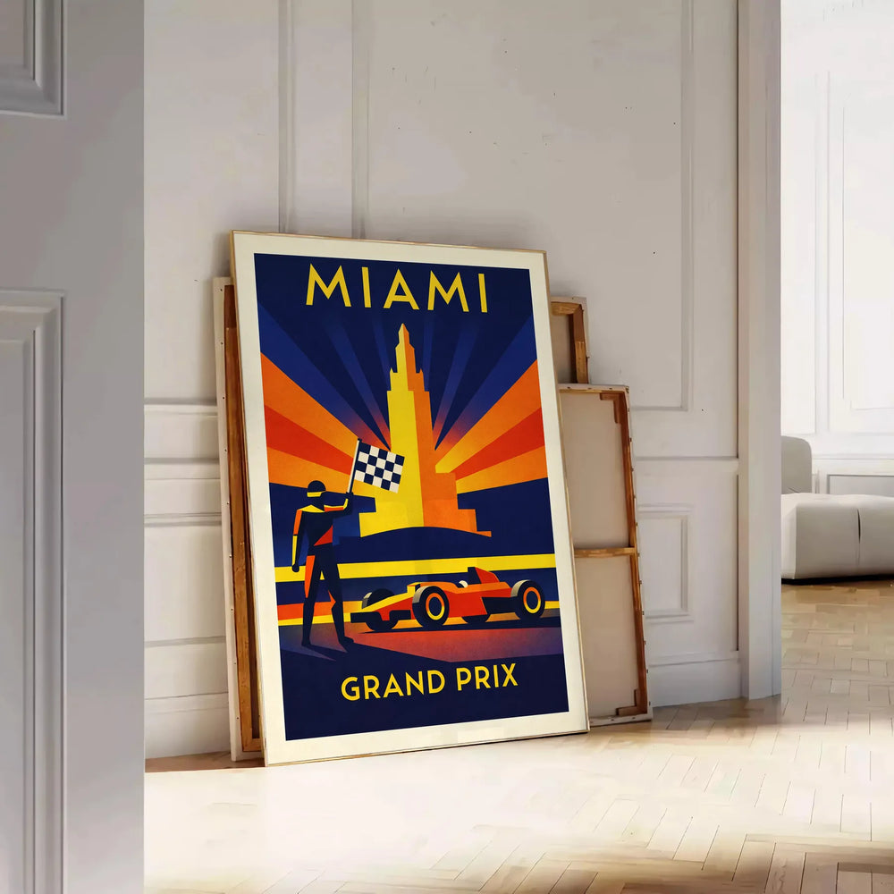 thrill Miami F1 race stunning gray blue poster perfect motorsport enthusiast sizes touch excitement space Buy captivating today artwork