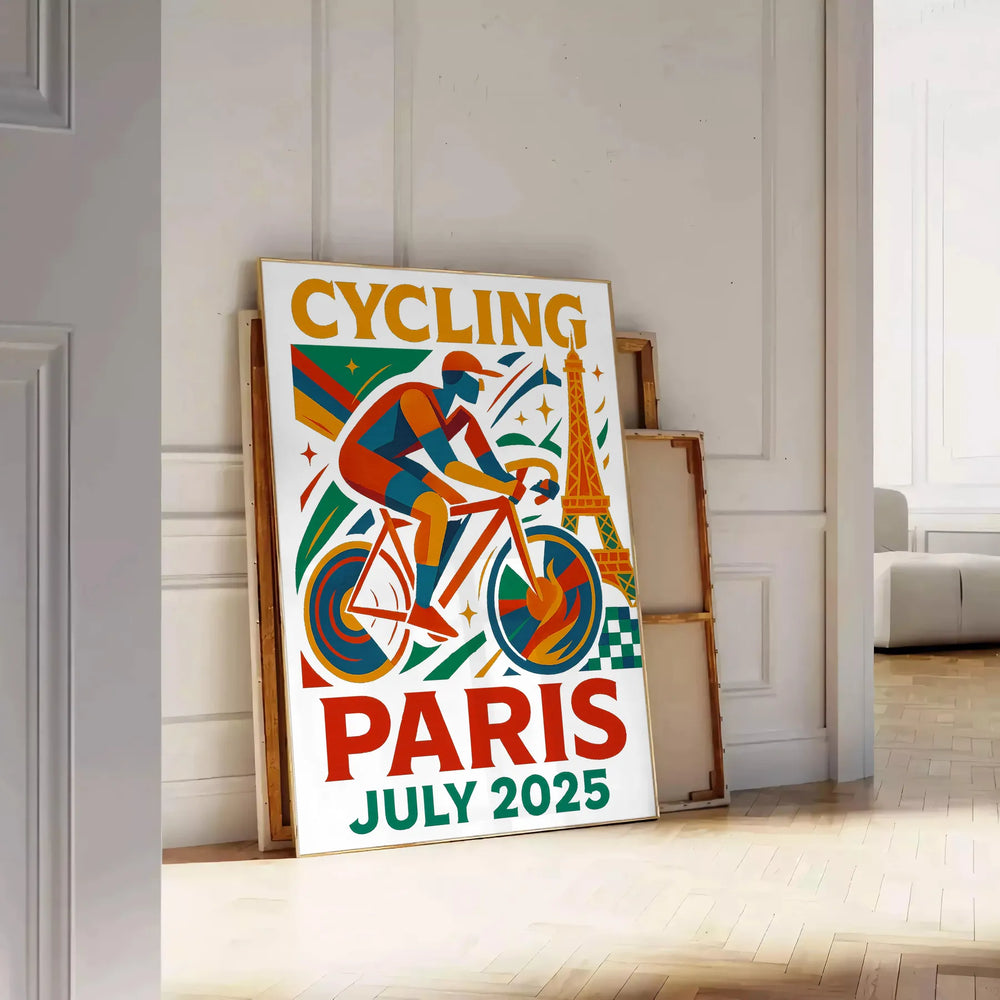 thrill Paris Tour France stunning cycling poster vibrant red blue colors eye artwork perfect enthusiast yours today space fit
