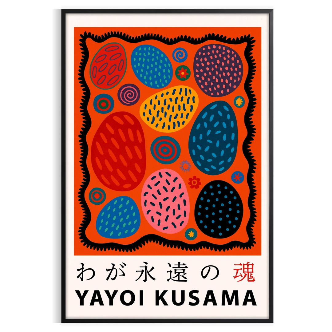 vibrant artistry Yayoi Kusama stunning red black poster home studio decor eye piece touch contemporary Japanese art space today collection unframed options available