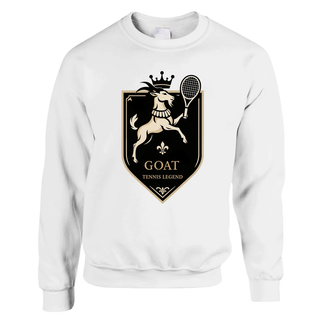 Sweater Tennis Legend GOAT un sweat - shirt unisexe épais doux 50 % coton polyester confort exceptionnel grâce à filature jet air coutures tricot tricoté élasthanne une coupe classique impeccable