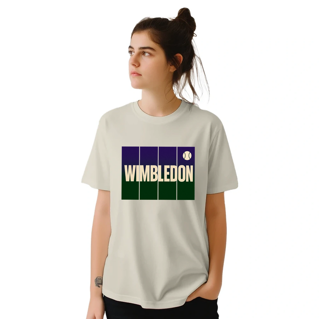 T-shirt de ténis Wimbledon, ideal para fãs e jogadores, com um design vibrante e confortável em algodão respirável