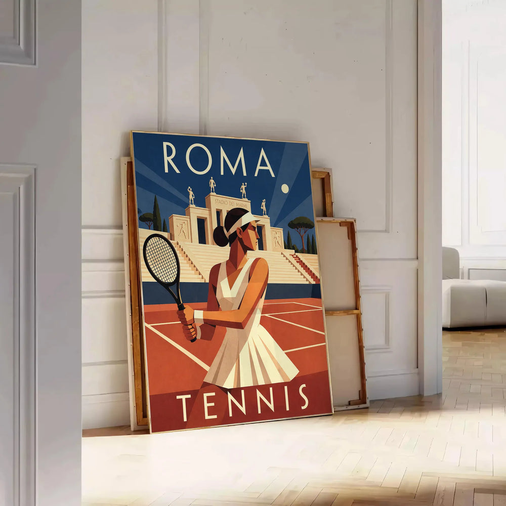space vibrant Roma Tennis 2 poster energetic green orange hues enthusiasts stunning dynamic flair room passion game