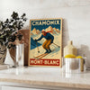 stunning Ski Chamonix Mont Blanc poster vibrant brown red hues dimensions perfect touch alpine adventure space eye piece available
