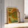 élégance japonaise affiche Autumn River tons marron vert sérénité un timbre japonais 50x70 cm moment art intemporel disponible cadre