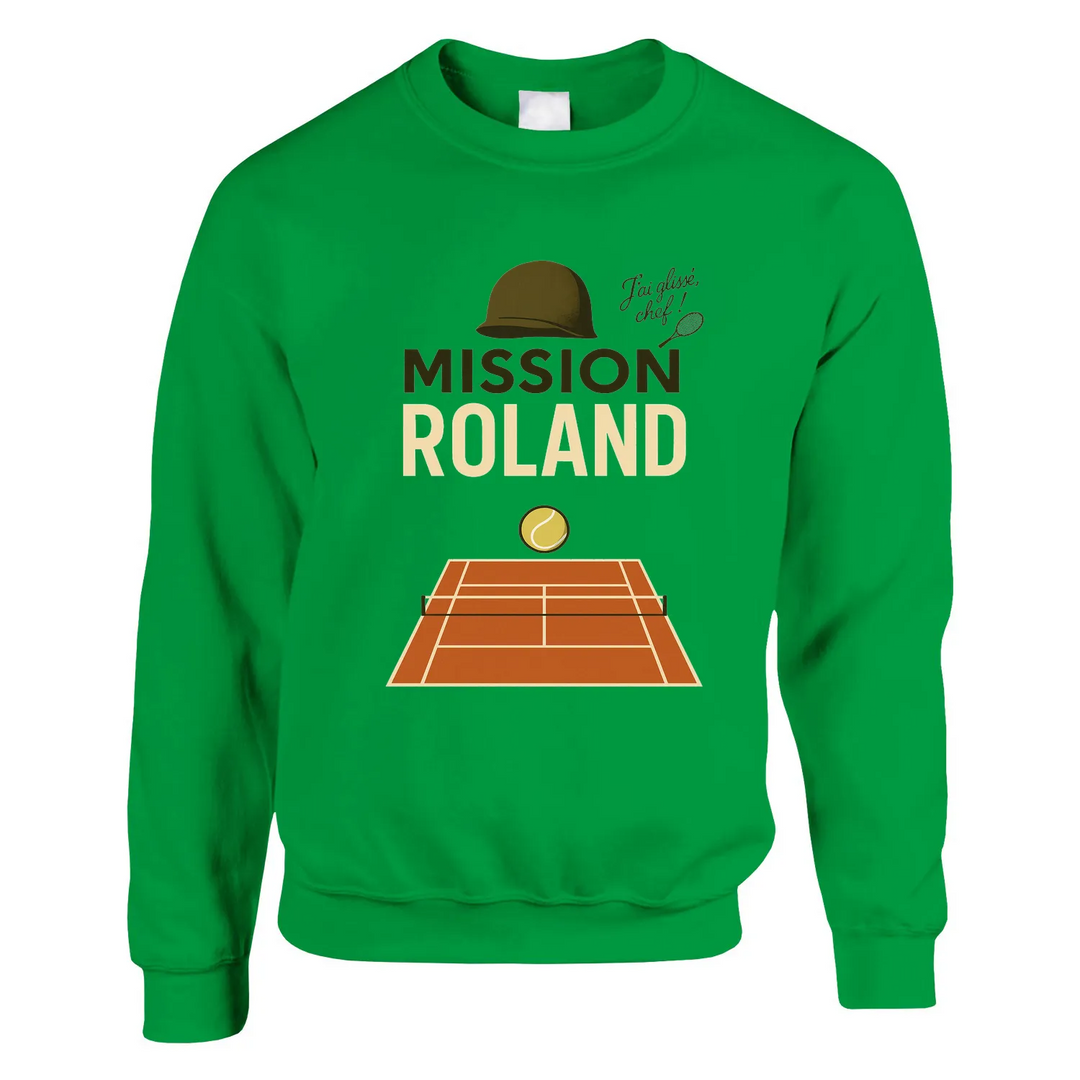 Mission Roland Tennis Sweater un pull épais doux grâce mélange 50 % coton polyester une filature jet air boulochage coutures tricot imprimé élasthanne unisexe confortable coupe classique