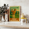 space captivating golf poster art iconic Aix Marseille rich brown green hues vintage best gift golfers dad man sizes A4 cm A0
