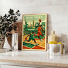 space vibrant New York USA NBA poster stunning blend brown orange hues sports enthusiasts city lovers eye piece walls available A4 cm A0