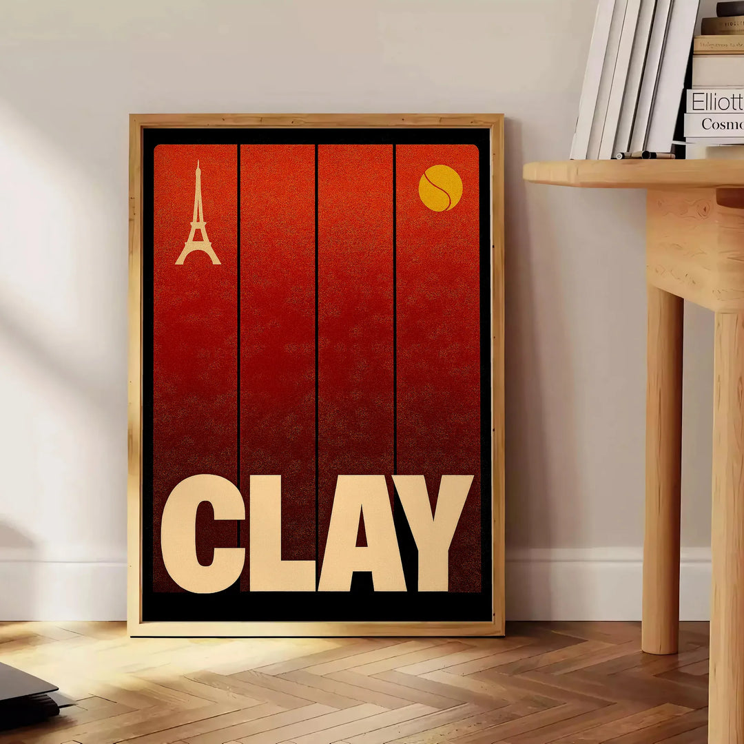 univers passionnant tennis terre affiche dynamique clash rouge noir passionnés pièce unique une touche sportive déco dimensions cm A4 A0