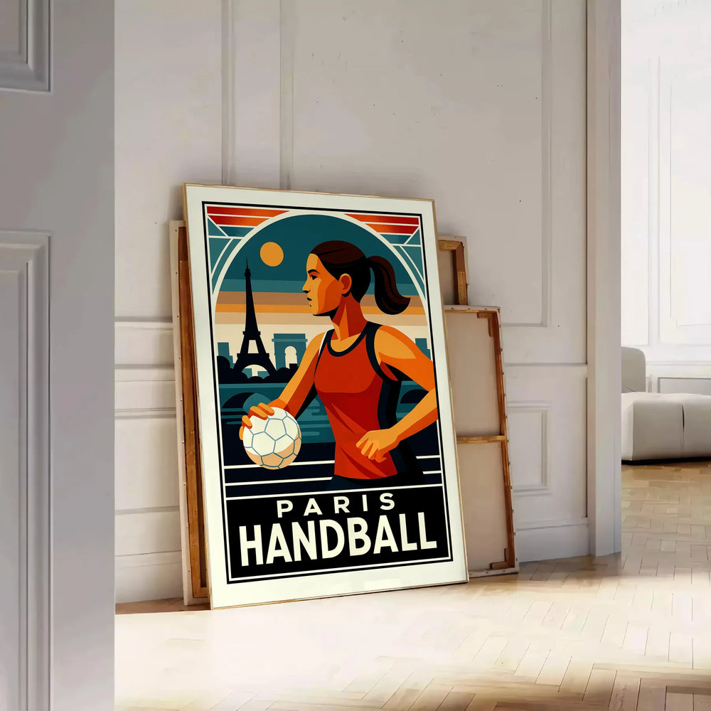 stunning  2024 Paris Olympics poster thrilling handball sport sports lovers vibrant print excitement games space Buy dimensions cm A4 A0