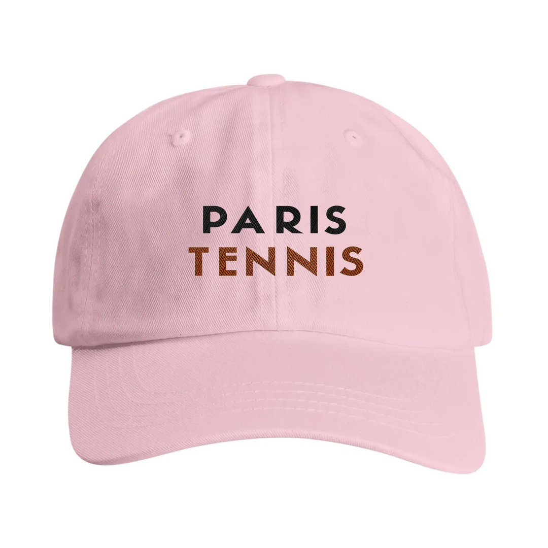 Vintage broderad keps med Paris Tennis-logotyp, justerbart band, mässingsspänne