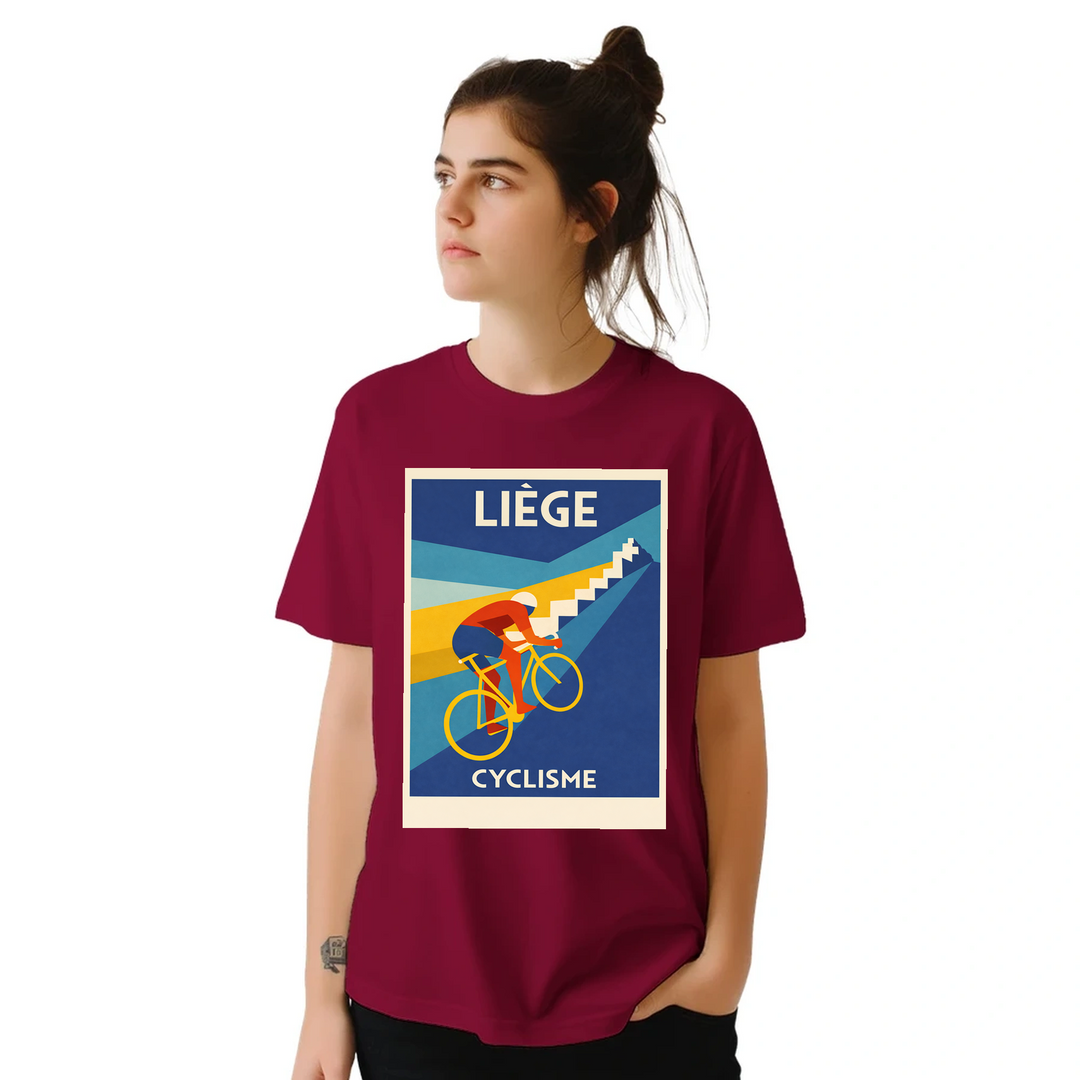 T-shirt Liège Belgium Cyclisme, ιδανικό για ποδηλάτες και καθημερινές εμφανίσεις, διαθέσιμο σε S, M, L, XL, XXL