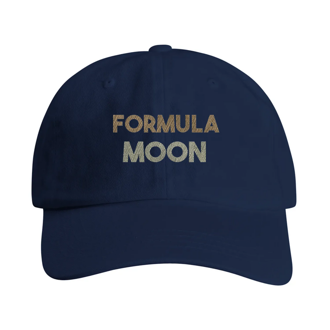 Gorra vintage bordada con motivo luna Formula 1, perfil bajo sin estructura