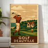 golf poster art vintage Deauville scene rich brown green hues best gift golfers elegant wall sizes prints collection frame