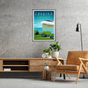 affiche quotidienne vibrante Îles Féroé Danemark nuances apaisantes vert bleu essence voyage nordique cadeau idéal voyageurs âme cadre