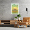 Affiche captivante voyage Hanoï teintes vertes grises cadeau unique amoureux aventure disponibles A4 cm A0
