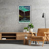 Affiche captivante Islande tons apaisants gris vert décoration cadeau unique amoureux voyage version libre