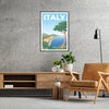 Italian charm stylish Italy travel poster gray blue hues captivating artwork perfect wall art home office thoughtful gift lovers convenience
