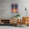 space Night Paris poster green gray hues wall art thoughtful gift artwork Parisian charm moonlight A4 cm A0 sizes