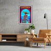 space enchanting hues Santorini Greece stunning poster vibrant purples blues artwork island allure gift wall art room standalone print