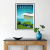 affiche quotidienne vibrante Îles Féroé Danemark nuances apaisantes vert bleu essence voyage nordique cadeau idéal voyageurs âme cadre