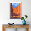 breathtaking beauty Grand Canyon stunning travel poster rich brown blue hues wall art thoughtful gift artwork nature splendor space unframed version captivating