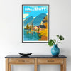 enchanting beauty Hallstatt Austria stunning travel poster serene green blue hues perfect wall art nature lovers ideal artwork gift occasion A4 cm A0 sizes