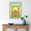 Affiche captivante voyage Hanoï teintes vertes grises cadeau unique amoureux aventure disponibles A4 cm A0