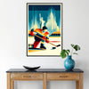énergie vibrante hockey affiche captivante teintes rouges oranges cadeau idéal passionnés sport disponibles A4 cm A0