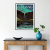 Affiche captivante Islande tons apaisants gris vert décoration cadeau unique amoureux voyage version libre