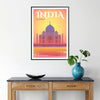 Exotisme Inde affiche vibrante teintes rouge vert cadeau idéal amoureux voyage culture pièce captivante parfaite espace disponible cadre