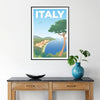 Italian charm stylish Italy travel poster gray blue hues captivating artwork perfect wall art home office thoughtful gift lovers convenience