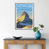 captivating beauty Matterhorn stunning poster earthy brown vibrant green hues artwork Swiss Alps walls gift home decor available standalone print