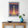 space Night Paris poster green gray hues wall art thoughtful gift artwork Parisian charm moonlight A4 cm A0 sizes