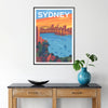 iconic allure Sydney stunning gray blue travel poster wall art artwork city essence ideal gift travelers popular print sizes A4 cm A0