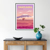 visual journey Tanzania Travel Poster rich brown purple hues stunning wall art essence Africa unique gift stylish addition decor standalone print space