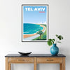 vibrant charm Tel Aviv stylish poster captivating gray blue palette home office wall art display artwork ideal gift occasion unframed options decor needs