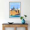 charm Valletta Malta stunning travel poster vibrant green blue hues artwork perfect wall art gift enthusiast space captivating print A4 cm A0 sizes