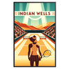 Retro Lady Indian Wells tennis print celebrating iconic Grand Slam tournaments worldwide