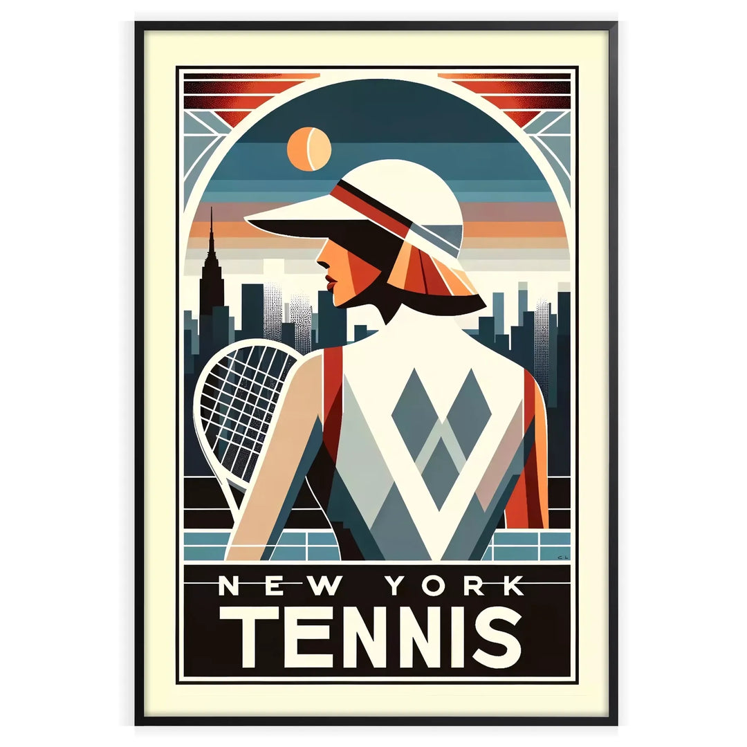 New York Print Lady Tennis Poster  tennis woman, big apple, empire state  home deco premium print affiche locadina wall art home office vintage decoration