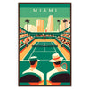 Vintage Miami tennis poster in an Art Deco style for all Grand Slam fans elegant living room interior framed print