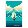 sail serenity vibrant sailing ocean poster blues oranges captivating wall art spirit adventure space perfect gift eye artwork sizes A4 A0 setting